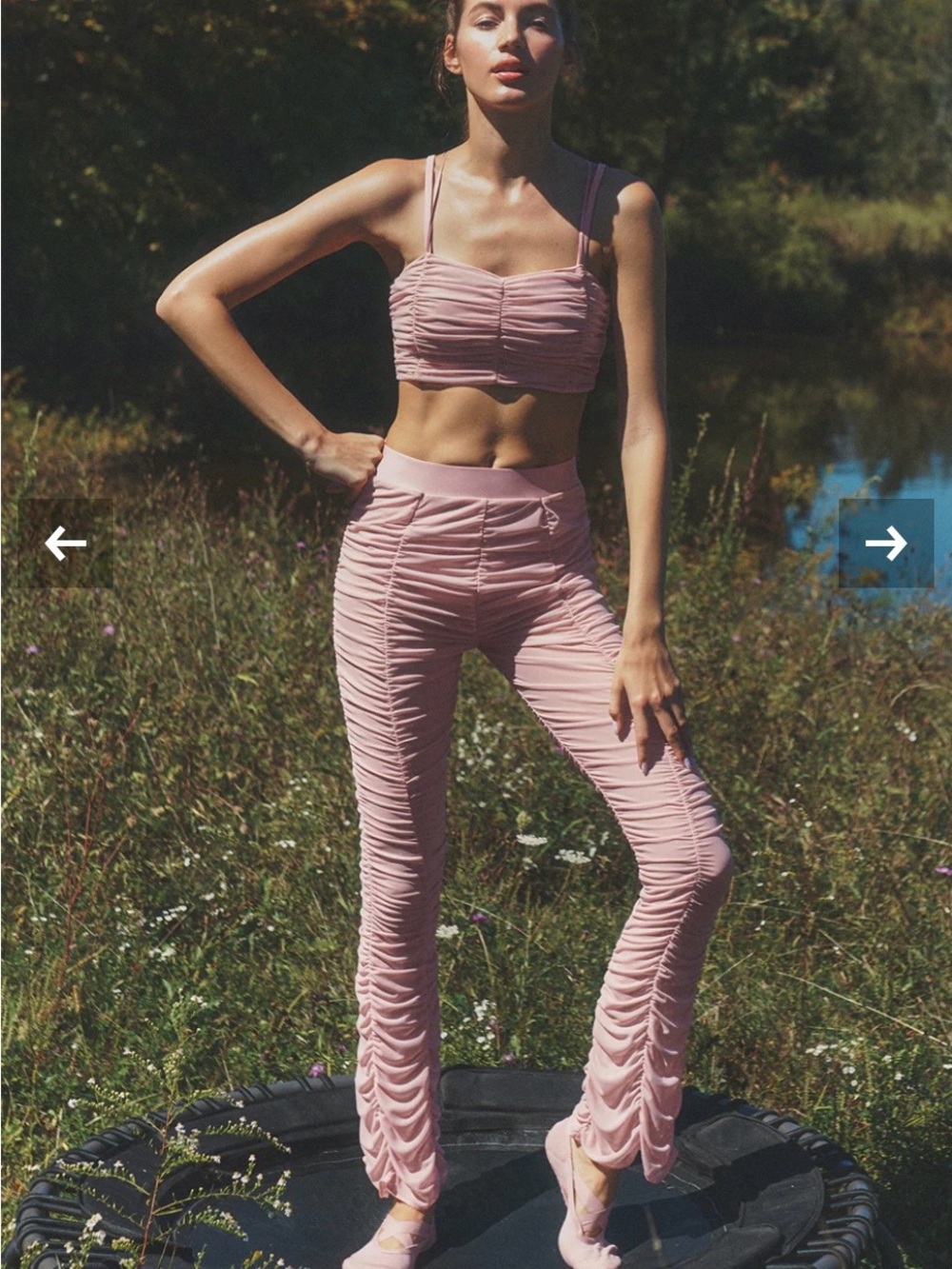 ALO Yoga Pink Ruched High-Waist Leggings - Picture 3 of 6
